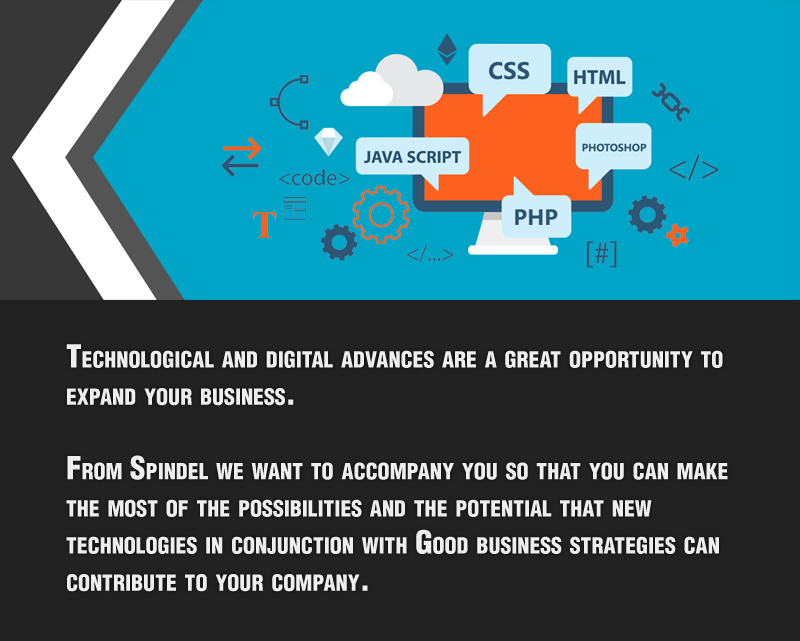 Technological and digital advances are a great opportunity to expand your business. From Spindel we want to accompany you so that you can make the most of the possibilities and the potential that new technologies in conjunction with Good business strategies can contribute to your company.